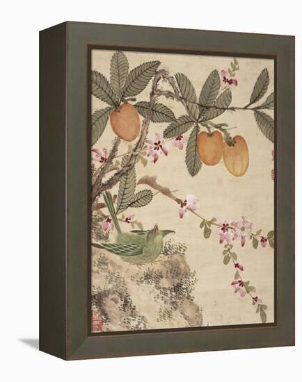 One of a Series of Paintings of Birds and Fruit, Late 19th Century-Wang Guochen-Framed Premier Image Canvas