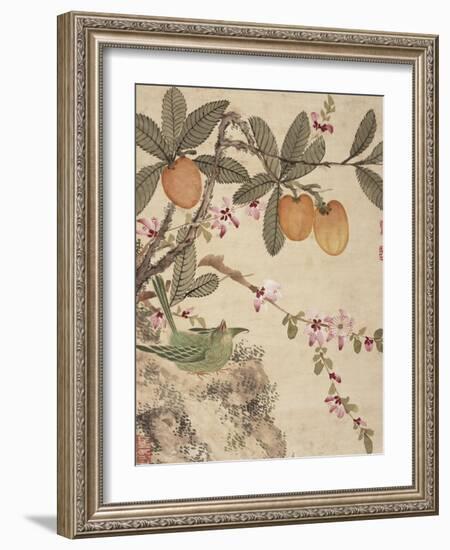 One of a Series of Paintings of Birds and Fruit, Late 19th Century-Wang Guochen-Framed Giclee Print