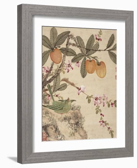 One of a Series of Paintings of Birds and Fruit, Late 19th Century-Wang Guochen-Framed Giclee Print