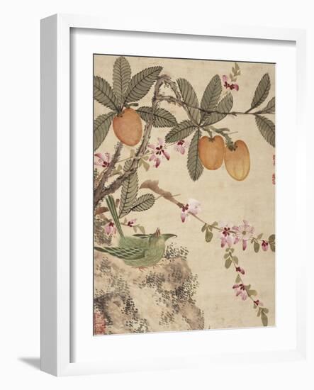 One of a Series of Paintings of Birds and Fruit, Late 19th Century-Wang Guochen-Framed Giclee Print