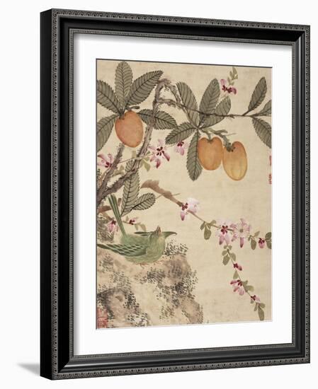 One of a Series of Paintings of Birds and Fruit, Late 19th Century-Wang Guochen-Framed Giclee Print