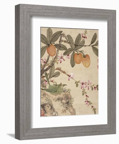 One of a Series of Paintings of Birds and Fruit, Late 19th Century-Wang Guochen-Framed Premium Giclee Print