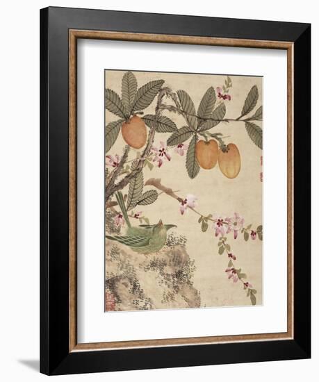 One of a Series of Paintings of Birds and Fruit, Late 19th Century-Wang Guochen-Framed Giclee Print