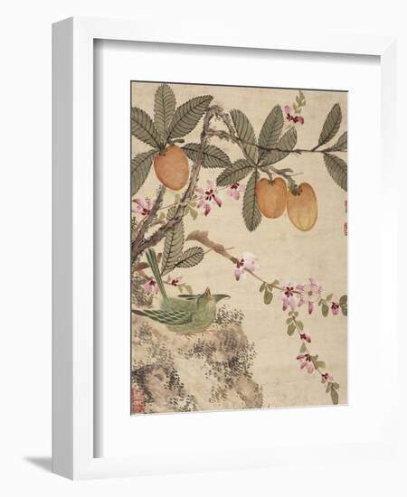 One of a Series of Paintings of Birds and Fruit, Late 19th Century-Wang Guochen-Framed Giclee Print