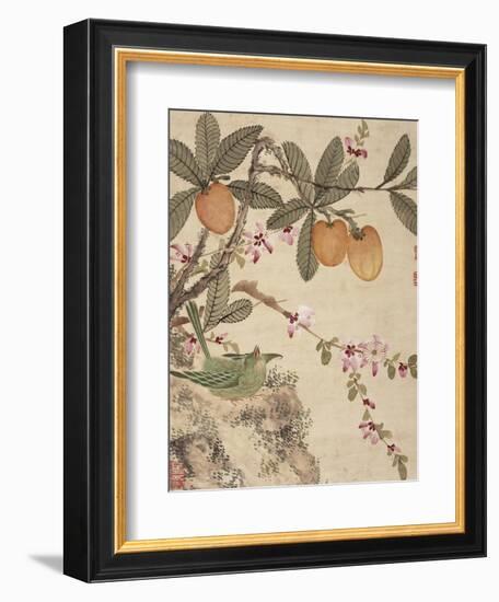 One of a Series of Paintings of Birds and Fruit, Late 19th Century-Wang Guochen-Framed Giclee Print