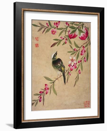 One of a Series of Paintings of Birds and Fruit, Late 19th Century-Wang Guochen-Framed Giclee Print