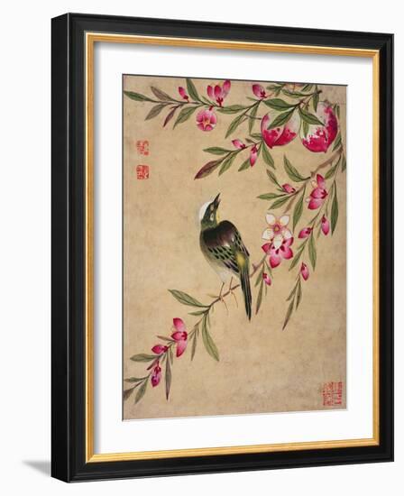 One of a Series of Paintings of Birds and Fruit, Late 19th Century-Wang Guochen-Framed Giclee Print