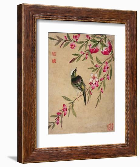 One of a Series of Paintings of Birds and Fruit, Late 19th Century-Wang Guochen-Framed Premium Giclee Print