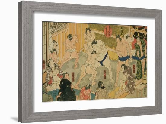 One of Eight Views of Kanjin Sumo, Pub. by Tsutaya, 19th Century-Utagawa Kunisada-Framed Giclee Print