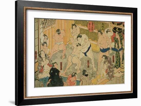 One of Eight Views of Kanjin Sumo, Pub. by Tsutaya, 19th Century-Utagawa Kunisada-Framed Giclee Print