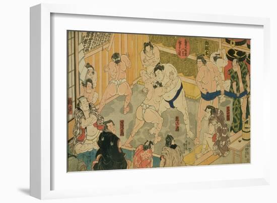 One of Eight Views of Kanjin Sumo, Pub. by Tsutaya, 19th Century-Utagawa Kunisada-Framed Giclee Print