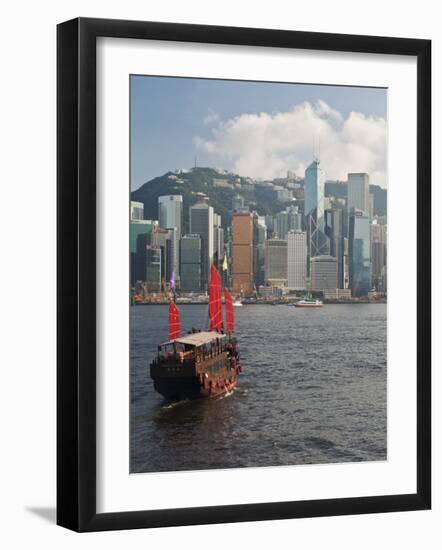 One of Last Remaining Chinese Sailing Junks on Victoria Harbour, Hong Kong, China, Asia-Gavin Hellier-Framed Photographic Print