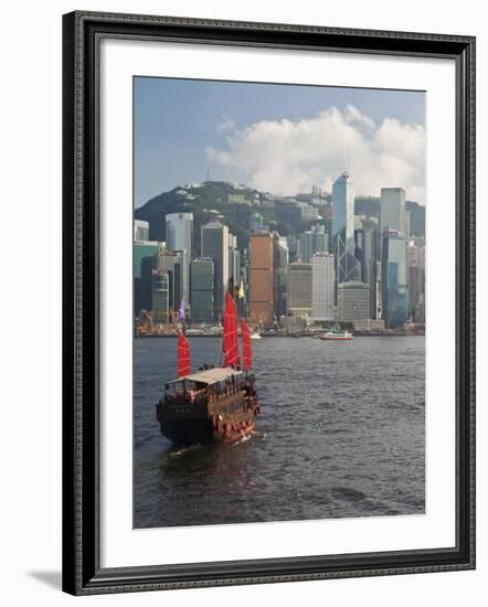 One of Last Remaining Chinese Sailing Junks on Victoria Harbour, Hong Kong, China, Asia-Gavin Hellier-Framed Photographic Print