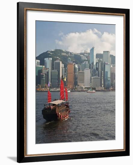 One of Last Remaining Chinese Sailing Junks on Victoria Harbour, Hong Kong, China, Asia-Gavin Hellier-Framed Photographic Print