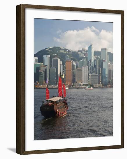 One of Last Remaining Chinese Sailing Junks on Victoria Harbour, Hong Kong, China, Asia-Gavin Hellier-Framed Photographic Print