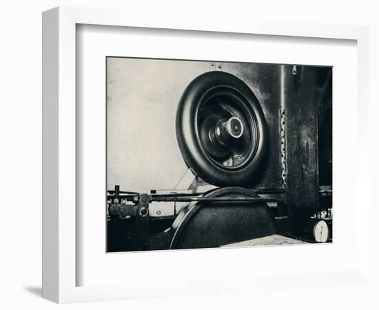 'One of Sir Malcolm Campbell's tyres running at 300 m.p.h.', 1937-Unknown-Framed Photographic Print