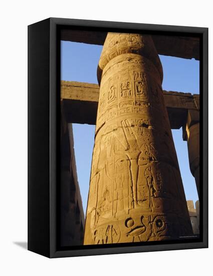 One of the 102 Columns in the Great Hypostyle Hall, Temple of Karnac, Karnac, Egypt, North Africa-Ken Gillham-Framed Premier Image Canvas