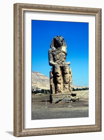 One of the Colossi of Memnon, Near the Valley of the Kings, Egypt, 14th Century Bc-null-Framed Photographic Print