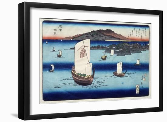 One of the Eight Views of Lake Biwa, Showing Boats Sailing-Fusatane-Framed Giclee Print