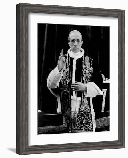 One of the First Pictures of Pope Pius XII after His Coronation, Rome, 1939-null-Framed Photographic Print