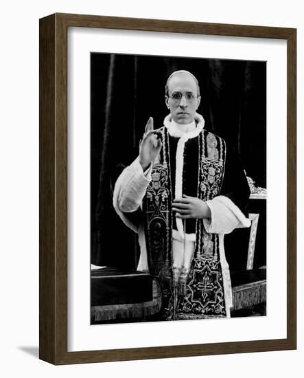 One of the First Pictures of Pope Pius XII after His Coronation, Rome, 1939-null-Framed Photographic Print