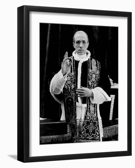 One of the First Pictures of Pope Pius XII after His Coronation, Rome, 1939-null-Framed Photographic Print