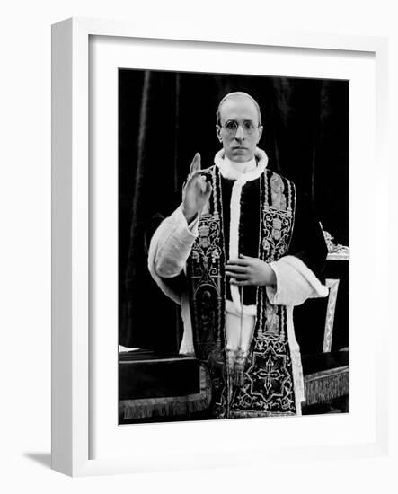 One of the First Pictures of Pope Pius XII after His Coronation, Rome, 1939-null-Framed Photographic Print