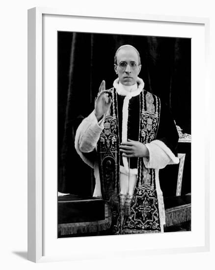 One of the First Pictures of Pope Pius XII after His Coronation, Rome, 1939-null-Framed Photographic Print