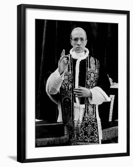 One of the First Pictures of Pope Pius XII after His Coronation, Rome, 1939-null-Framed Photographic Print