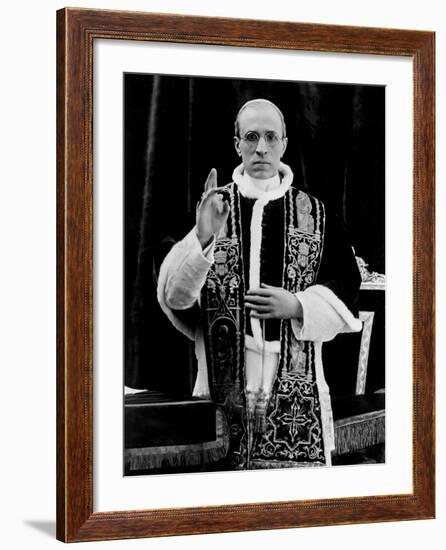 One of the First Pictures of Pope Pius XII after His Coronation, Rome, 1939-null-Framed Photographic Print