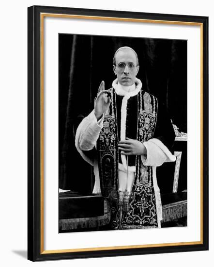 One of the First Pictures of Pope Pius XII after His Coronation, Rome, 1939-null-Framed Photographic Print