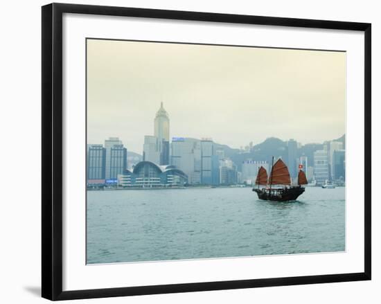 One of the Last Remaining Chinese Sailing Junks on Victoria Harbour, Hong Kong, China-Amanda Hall-Framed Photographic Print