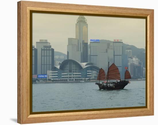 One of the Last Remaining Chinese Sailing Junks on Victoria Harbour, Hong Kong, China-Amanda Hall-Framed Premier Image Canvas