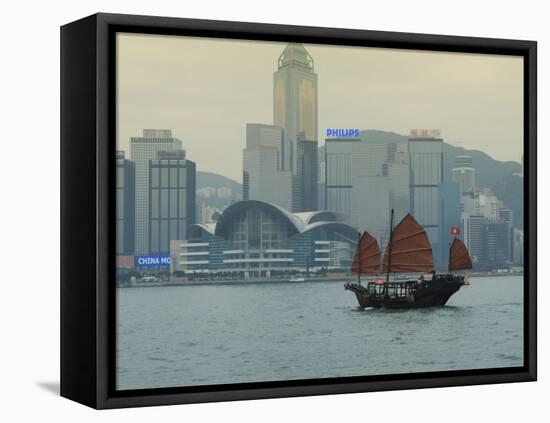 One of the Last Remaining Chinese Sailing Junks on Victoria Harbour, Hong Kong, China-Amanda Hall-Framed Premier Image Canvas