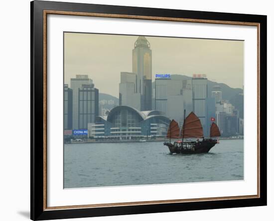 One of the Last Remaining Chinese Sailing Junks on Victoria Harbour, Hong Kong, China-Amanda Hall-Framed Photographic Print