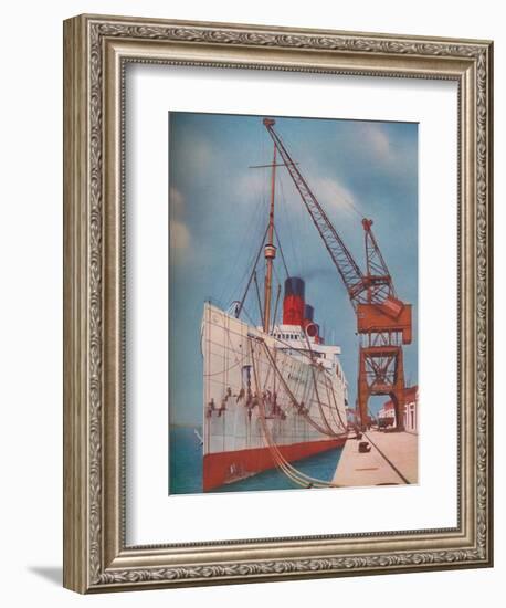 'One of the Most Popular Transatlantic Liners, the Mauretania at Southampton', 1937-Unknown-Framed Giclee Print