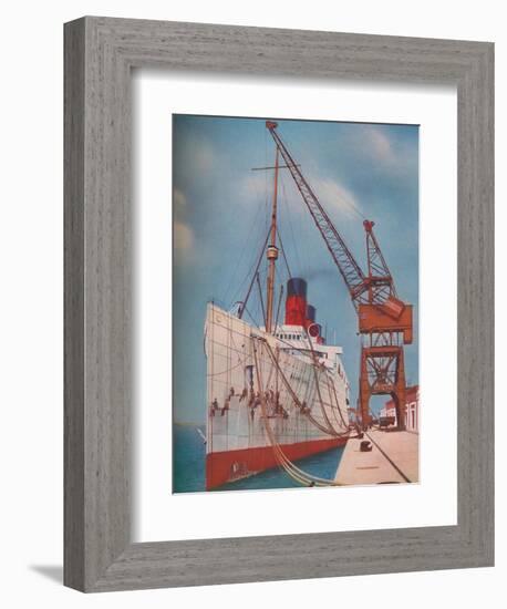 'One of the Most Popular Transatlantic Liners, the Mauretania at Southampton', 1937-Unknown-Framed Giclee Print