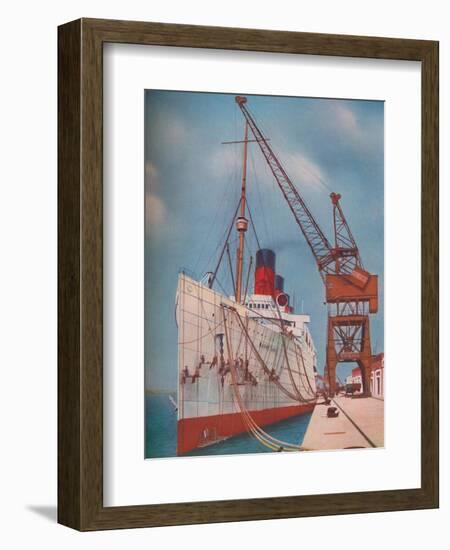 'One of the Most Popular Transatlantic Liners, the Mauretania at Southampton', 1937-Unknown-Framed Giclee Print