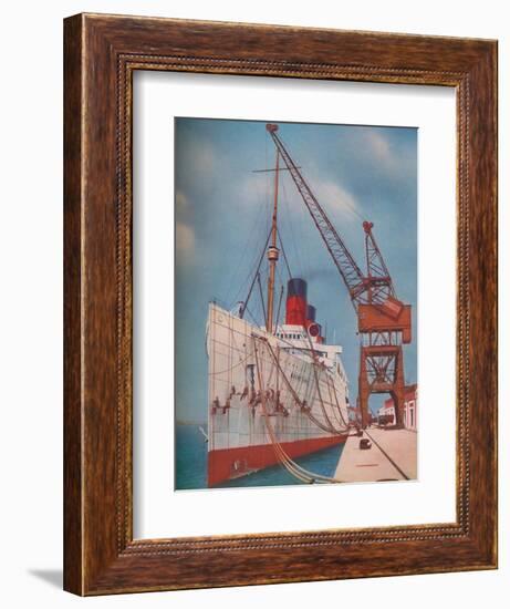 'One of the Most Popular Transatlantic Liners, the Mauretania at Southampton', 1937-Unknown-Framed Giclee Print