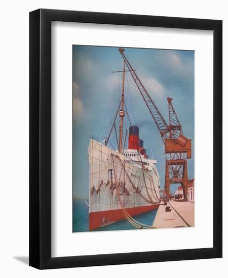 'One of the Most Popular Transatlantic Liners, the Mauretania at Southampton', 1937-Unknown-Framed Giclee Print