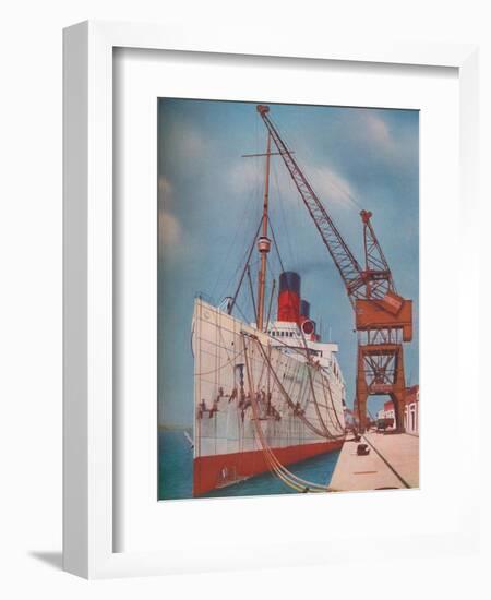 'One of the Most Popular Transatlantic Liners, the Mauretania at Southampton', 1937-Unknown-Framed Giclee Print