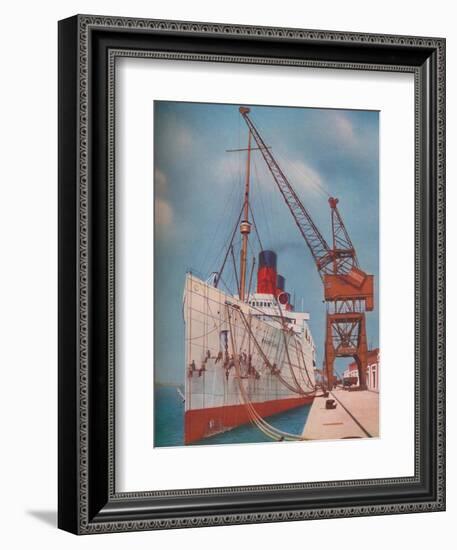 'One of the Most Popular Transatlantic Liners, the Mauretania at Southampton', 1937-Unknown-Framed Giclee Print