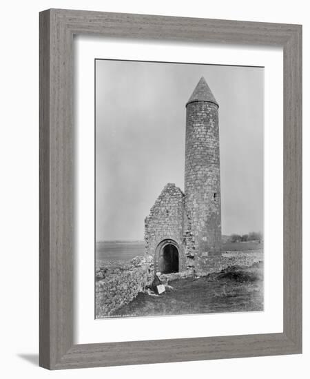 One of the Round Towers and a Section of the Ruins at Clonmacnoise, County Offaly, Ireland, C.1890-Robert French-Framed Giclee Print