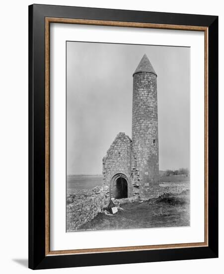 One of the Round Towers and a Section of the Ruins at Clonmacnoise, County Offaly, Ireland, C.1890-Robert French-Framed Giclee Print