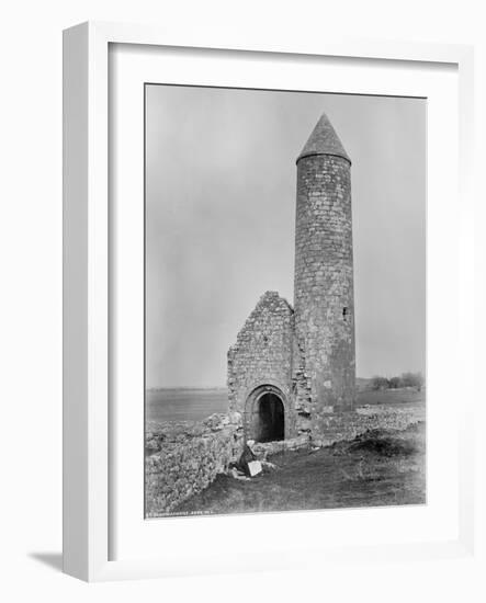 One of the Round Towers and a Section of the Ruins at Clonmacnoise, County Offaly, Ireland, C.1890-Robert French-Framed Giclee Print