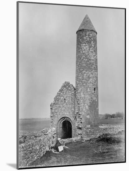 One of the Round Towers and a Section of the Ruins at Clonmacnoise, County Offaly, Ireland, C.1890-Robert French-Mounted Giclee Print