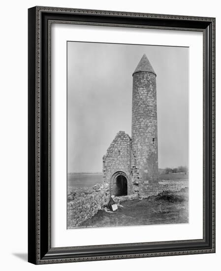 One of the Round Towers and a Section of the Ruins at Clonmacnoise, County Offaly, Ireland, C.1890-Robert French-Framed Giclee Print