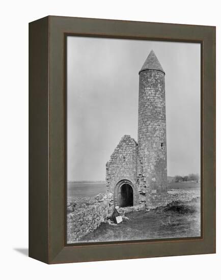 One of the Round Towers and a Section of the Ruins at Clonmacnoise, County Offaly, Ireland, C.1890-Robert French-Framed Premier Image Canvas