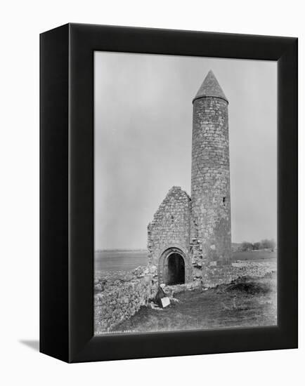 One of the Round Towers and a Section of the Ruins at Clonmacnoise, County Offaly, Ireland, C.1890-Robert French-Framed Premier Image Canvas