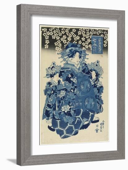 One of the Seven Beautiful Courtesans of the Ebiya House, C. 1808-1829-Utagawa Kunisada-Framed Giclee Print